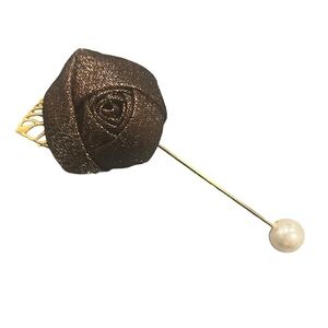 NEW Iridescent Brown Satin Flower Lapel Pin